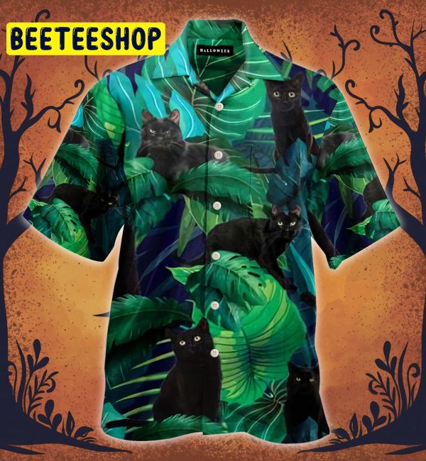 Black Cat Trending Hawaiian Shirt-1