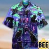 Black Cats In A Haunted House Halloween Hawaiian Shirt-1