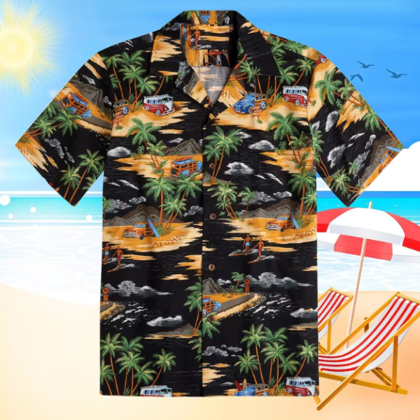 Black Palms Trees Hawaiian Shirt