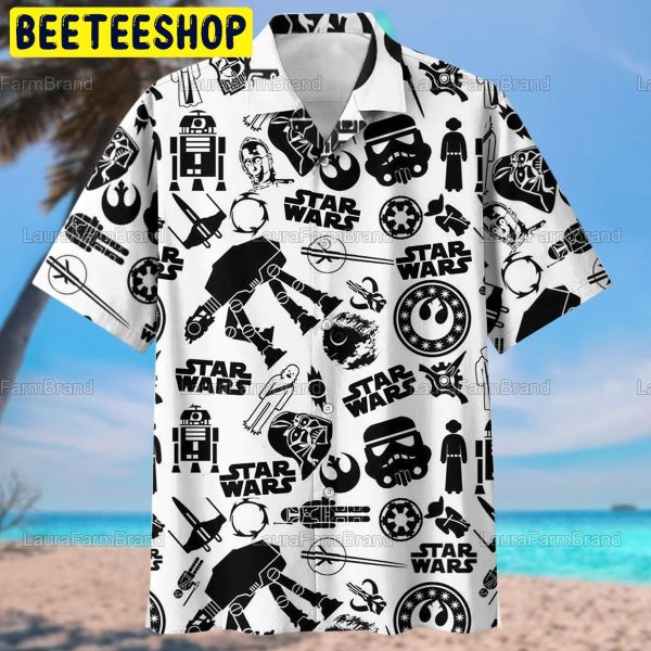 Black Pattern Star Wars Space Ship Battle Trending Hawaiian Shirt-1