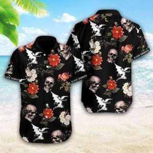 Black Sabbath Skull Aloha Tropical Hawaiian Shirts