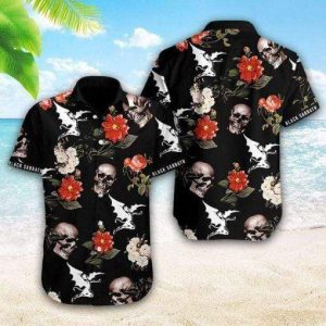 Black Sabbath Skull Aloha Tropical Hawaiian Shirts 3d