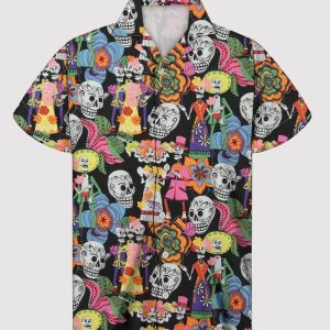 Black Skull Hawaiian Shirt Unisex Adult Hw5468-1