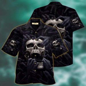 Black Skull Tropical Full Printing Hawaiian Aloha Shirts