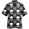 Black Sugar Skull Hawaiian Shirt Colorful Short Sleeve Summer Beach Casual Shirt