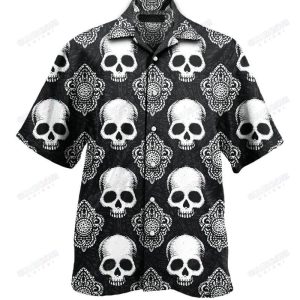 Black Sugar Skull Hawaiian Shirt Colorful Short Sleeve Summer Beach Casual Shirt
