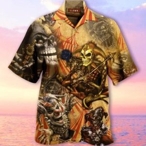 Blood A King In Heart Clown Skull Aloha Hawaiian Shirt