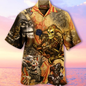 Blood A King In Heart Clown Skull Hawaiian Shirt