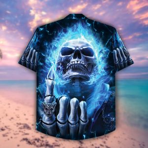 Blue Fire Skull Hawaiian Shirt – Mc0108-1