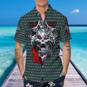 Blue Ghost Skull Hawaiian Shirt