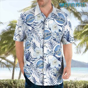 Blue Moon Beer Hibiscus Floral Hawaiian Shirt Beer Lovers Gift