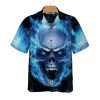 Blue Neon Skull Flame Hawaiian Shirt 3d Blue Fire Skull Shirt