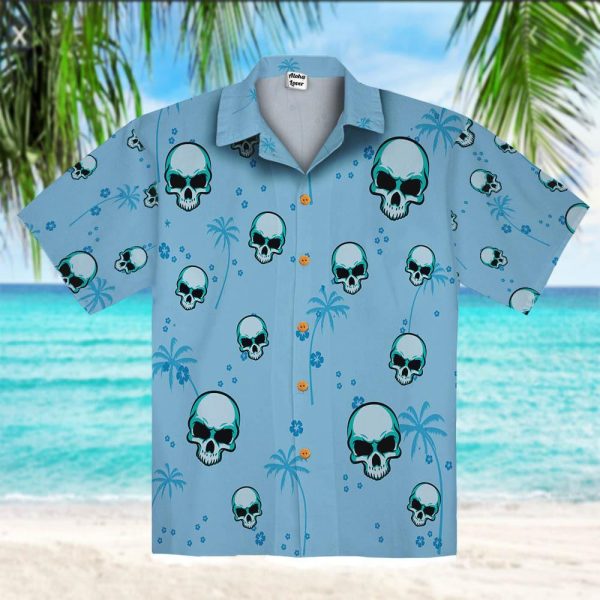 Blue Skull Men Unisex Hawaiian Shirts-1