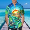 Blue Skull Tidal Wave Hawaiian Shirt