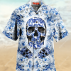 Blue Skull Unisex Hawaiian Aloha Shirts Aloha Shirts-1