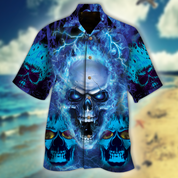 Blue Skulls Smoke Hawaiian Shirt