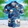 Blue So Cool Skull Tropical Hawaiian Aloha Shirt