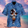 Blue Stone Cracked Skull Hawaiian Shirt