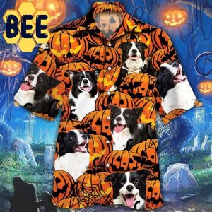 Border Collie Dog Lover Pumpkins Halloween Hawaiian Shirt-1