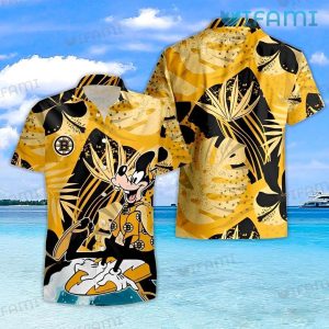 Boston Bruins Hawaiian Shirt Goofy Surfing Tropical Leaf Bruins Gift