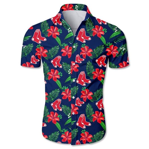 Boston Red Sox Hawaiian shirt Tropical flower gift for fans