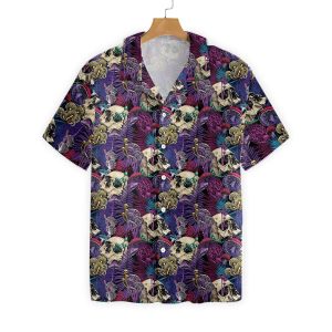 Bright Magic Psychedelic Mushrooms And Skulls Hawaiian Shirt-1