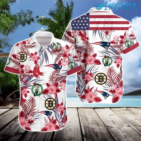 Bruins Hawaiian Shirt Celtics Patriots Usa Flag Boston Bruins Gift