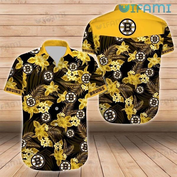 Bruins Hawaiian Shirt Flower Palm Leaves Boston Bruins Gift