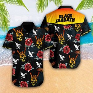 Bs Hawaiian Skull Roses Shirt