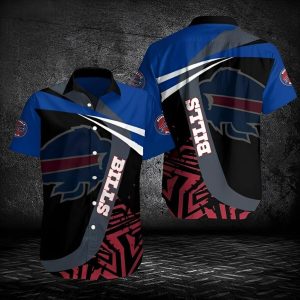 Buffalo Bills Hawaiian Shirt Black Blue Red Logo Blue Buffalo Bills Gift