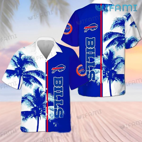 Buffalo Bills Hawaiian Shirt Coconut Tree Blue White Buffalo Bills Gift