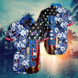 Buffalo Bills Hawaiian Shirt Flower Pattern Usa Flag Unique Buffalo Bills Gift