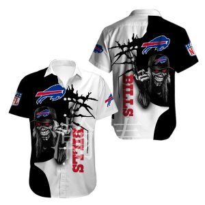 Buffalo Bills button-up shirt Iron Maiden gift for Halloween