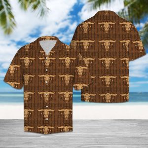 Bull Skull Western Cowboy Hawaiian Shirt For Men Hawaiian Shirt