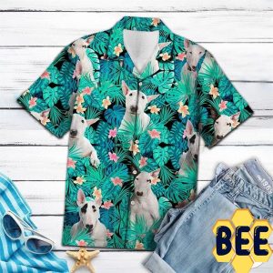 Bull Terrier Dog Tropical Pattern Hawaiian Shirt-1