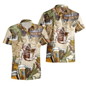 Bulldog And Beer Hawaiian Shirt-1