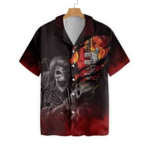 Burning Electric Guitar Hawaiian Shirt