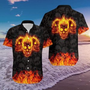 Burning Skulls Hawaiian Shirt
