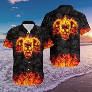 Burning Skulls Hawaiian Shirts Dh-1