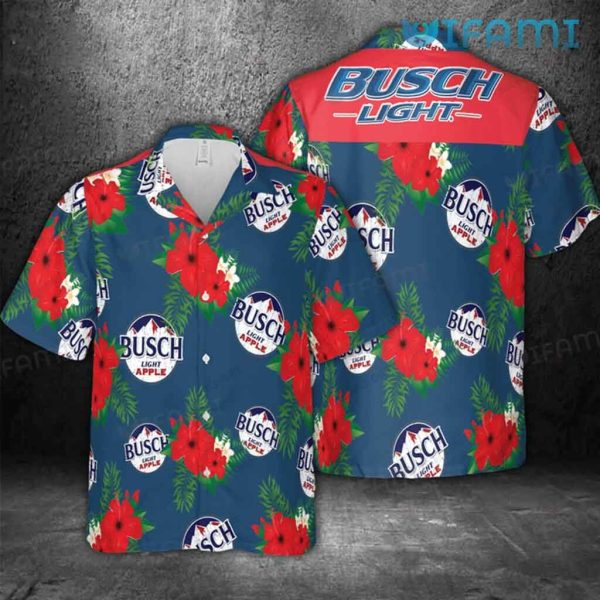 Busch Light Apple Hawaiian Shirt Red Hibiscus Gift For Beer Lovers