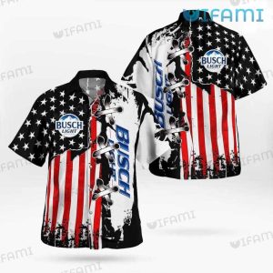 Busch Light Hawaiian Shirt American Flag Gift For Beer Lovers
