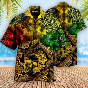 Butterfly Golden Skull Edition – Hawaiian Shirt