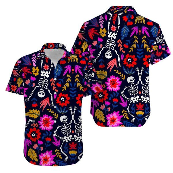 Buy Skull Tattoo Day Of The Dead Flowers Aloha Hawaiian Shirt