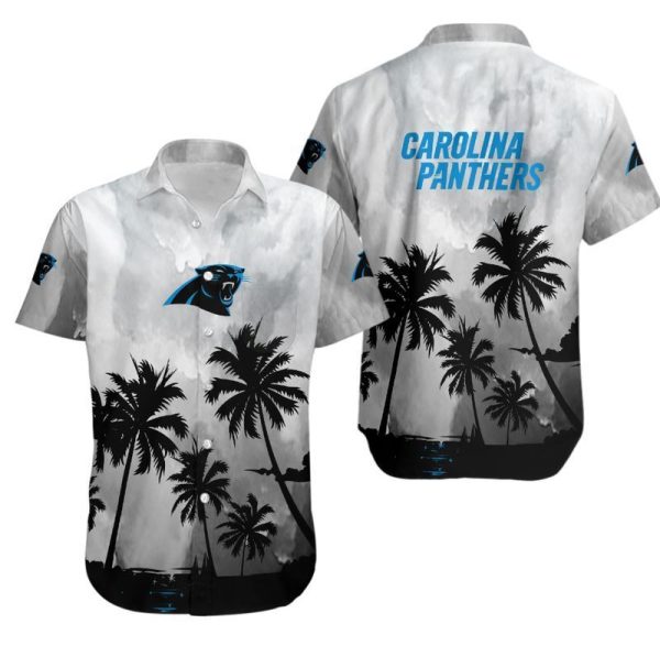 Carolina Panthers Coconut Trees Nfl Hawaiian Shirt For Fans-1