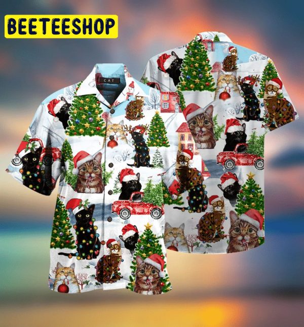 Cat Christmas Santa Trending Hawaiian Shirt-1