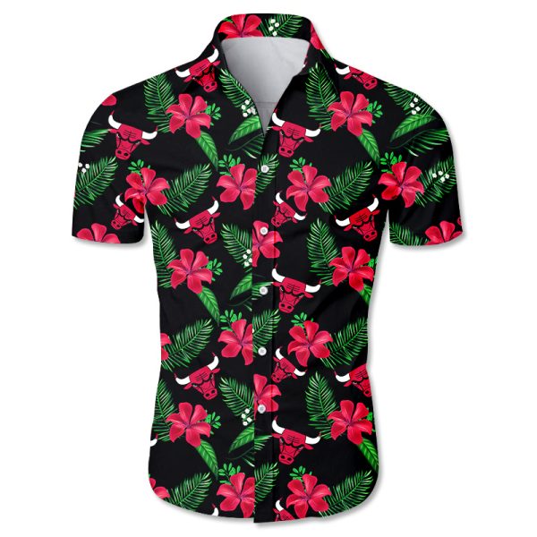 Chicago Bulls Hawaiian shirt Tropical Flower summer