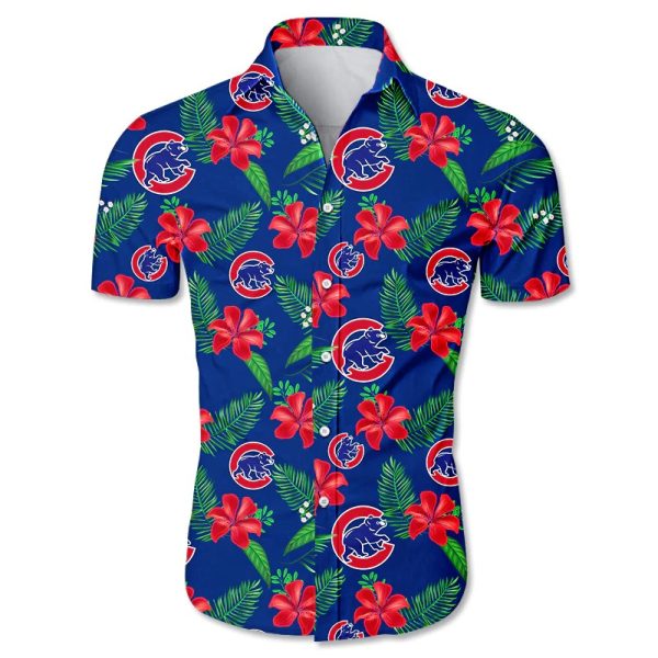 Chicago Cubs Hawaiian shirt Tropical flower gift for fans