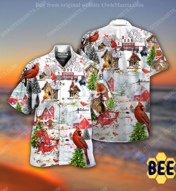 Christmas Holiday Cardinal Bird Full Print Trending Hawaiian Shirt-1