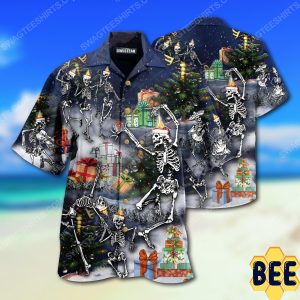 Christmas Holiday Skull Dancing Full Print Trending Hawaiian Shirt-1
