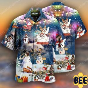 Christmas Holiday Snow Dogs Full Print Trending Hawaiian Shirt-1